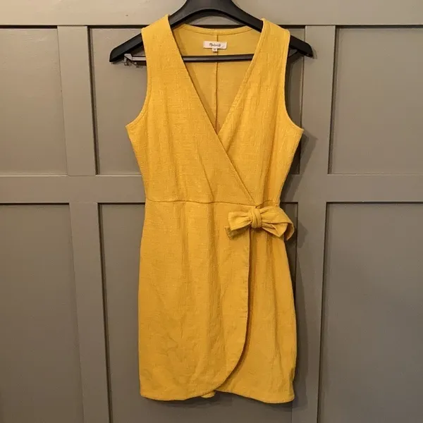 Madewell Crosshatch Side-Tie Dress Texture‎ & Thread Celestial Gold - Image 2