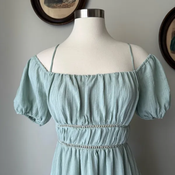 Sage green milkmaid dress - ASTR - Image 2