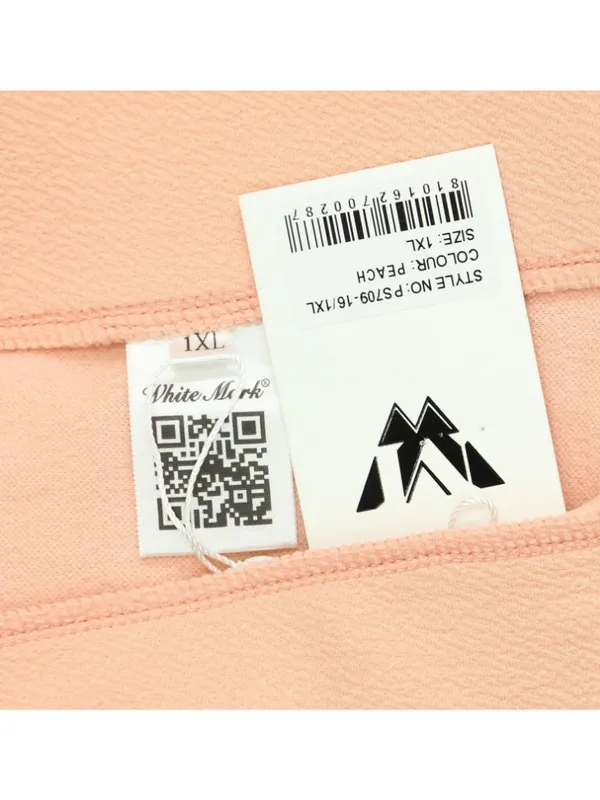 White Mark Flared Elastic Waist Midi Skirt with Side Pockets PS709 Peach Pink 1X - Image 3