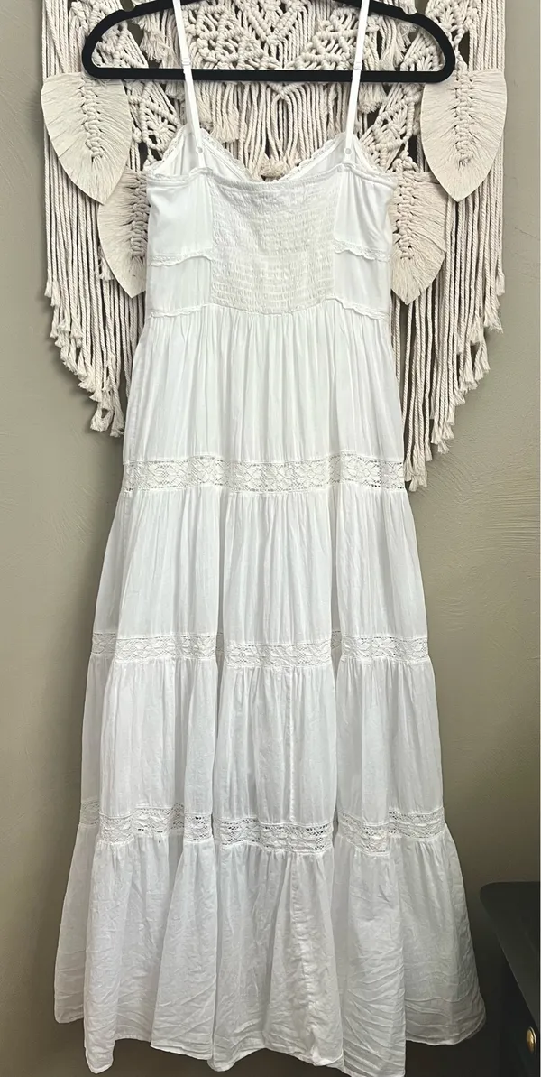 Mango White Cotton Tiered Dress - Image 4