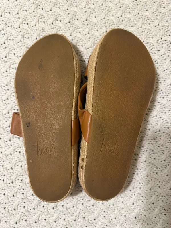 Beek Twinspot Platform Leather Sandals Tan Brown Women's Size 8 slides - Image 8