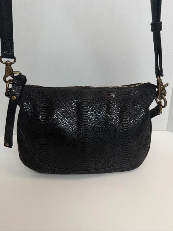 Frye Melissa Purse Crossbody Handbag Convertible Leather Reptile Black Bronze - Image 2