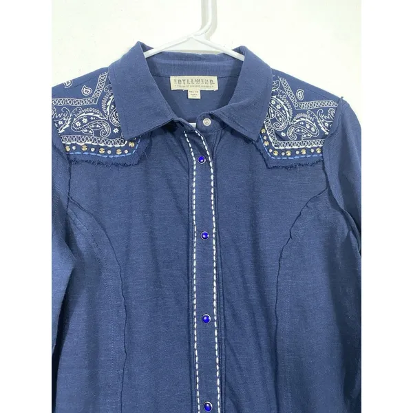 Idyllwind Navy Embellished Top size XS Cowgirl core rodeo style edgy western - Image 5