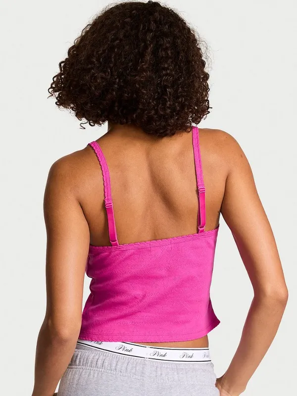 NWT PINK Pointelle Henley Cami in Pink Fire - Image 2