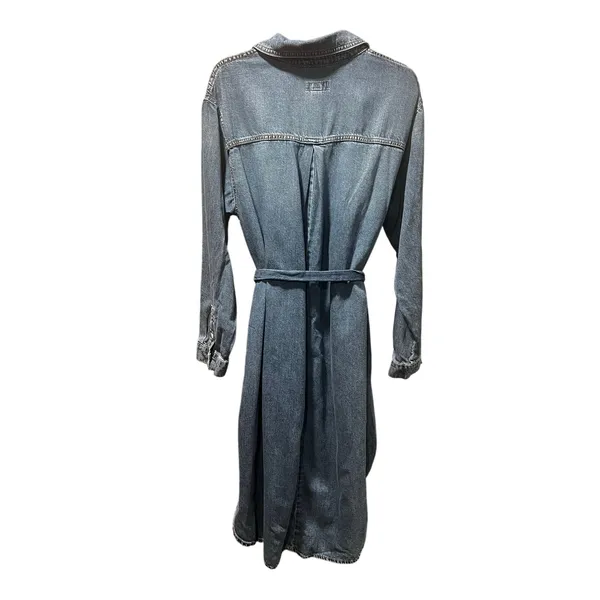 Ava & Viv Plus Size 1X Denim Shirt Dress Belted Button Front Midi - Image 3