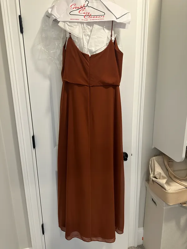 Revelry Chiffon Burnt Orange Gown - Image 4