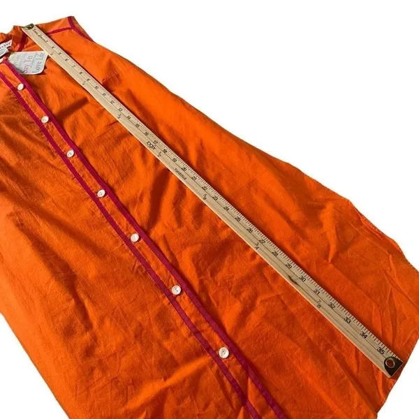 Gretchen Scott Tunic Shirt Tail Dress Womens S Orange Mandarin Collar 3/4 Sleeve - Image 5