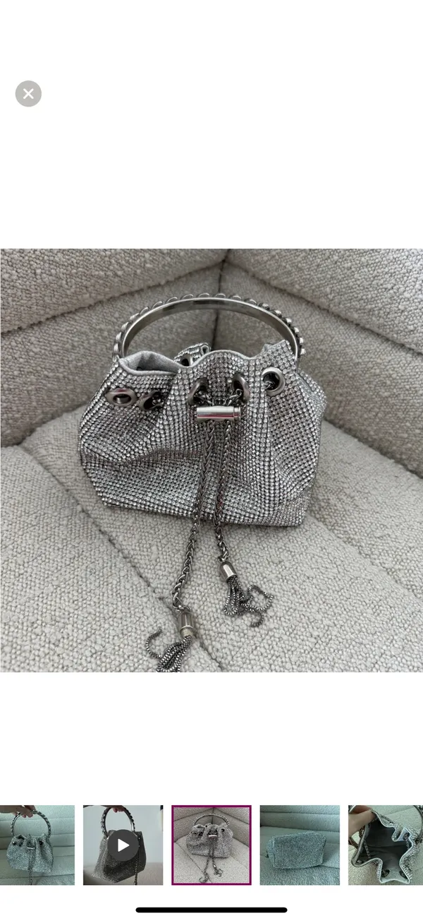Liliana Silver Mini Bag with Chain Handle - Image 2