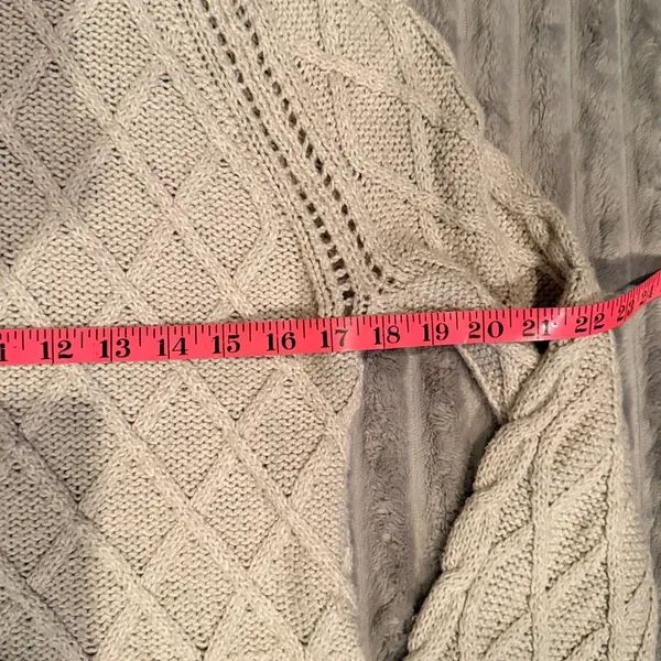 American Eagle Womens‎ Oatmeal Cream Diamond Cable Knit Mock Neck Sweater Small - Image 5
