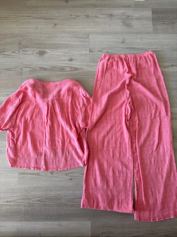 Cali By Cali DreamingTwo-Piece Set - Lightweight Button-Front Top & Pants - Image 4
