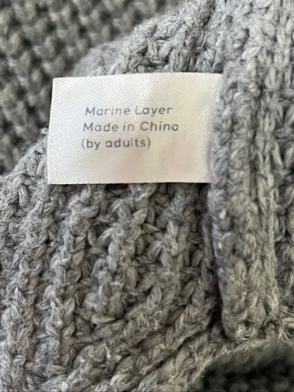 Marine Layer Heather Gray Chunky Crew Neck Sweater size M - Image 4