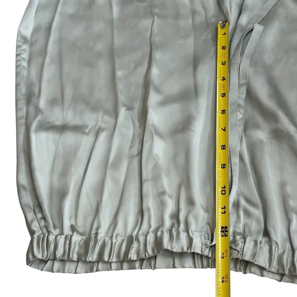 Clio 100% Silk Sage Green Drawstring Pants Pajama Career Luxury Old‎ Money L - Image 11