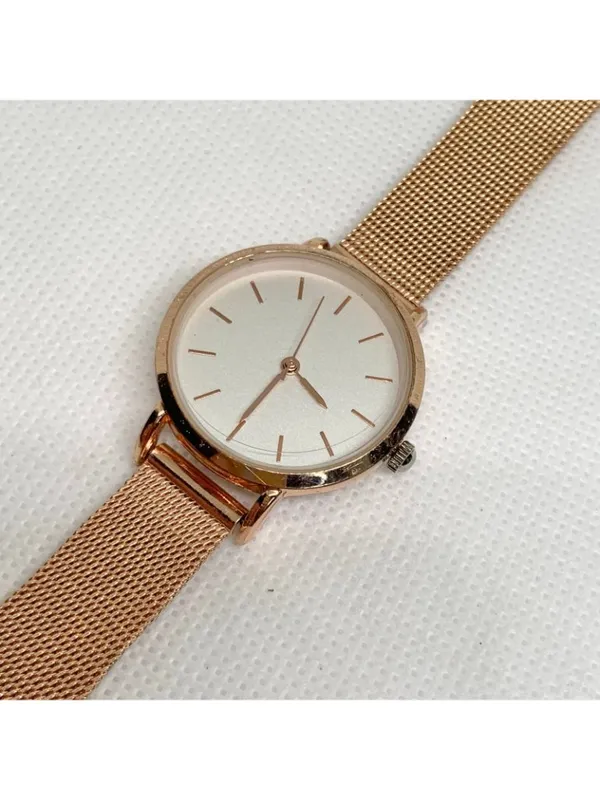 Rose gold tone women’s watch 28mm quartz analog adjustable mesh band running - Image 2