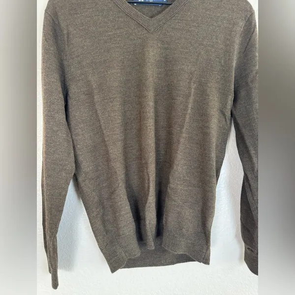 J. Crew Vintage Women’s Merino Wool Brown V Neck Sweater size Small $118 - Image 5