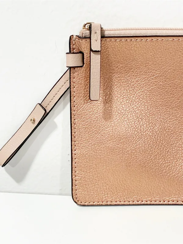 Kate Spade Rose Gold Wristlet Pouch Clutch Zip Top - Image 2