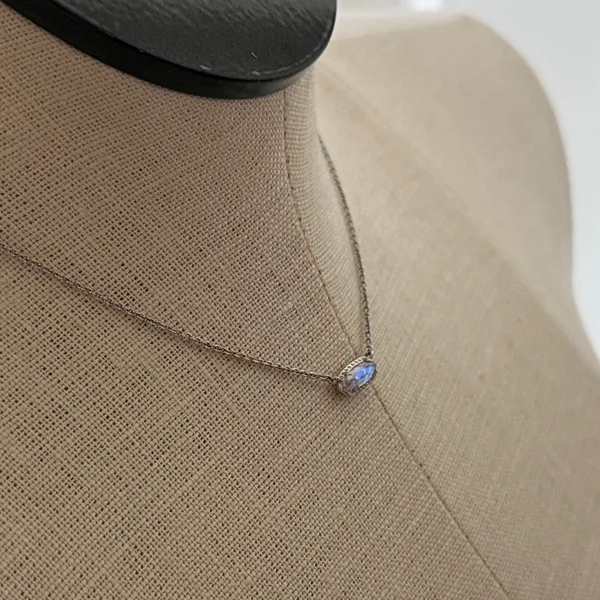 Kendra Scott Eva Dichroic Glass Pendant Rhodium over Brass Silver Necklace - Image 7