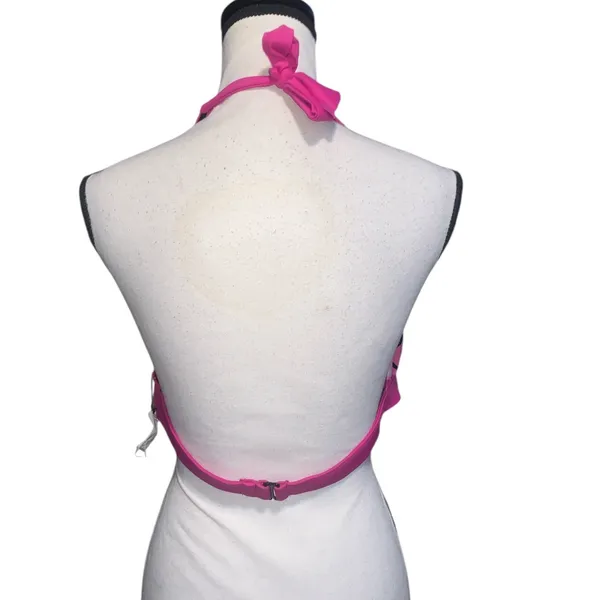 Pink Floral Halter Bikini Swimsuit Top Triangle XL - Image 2