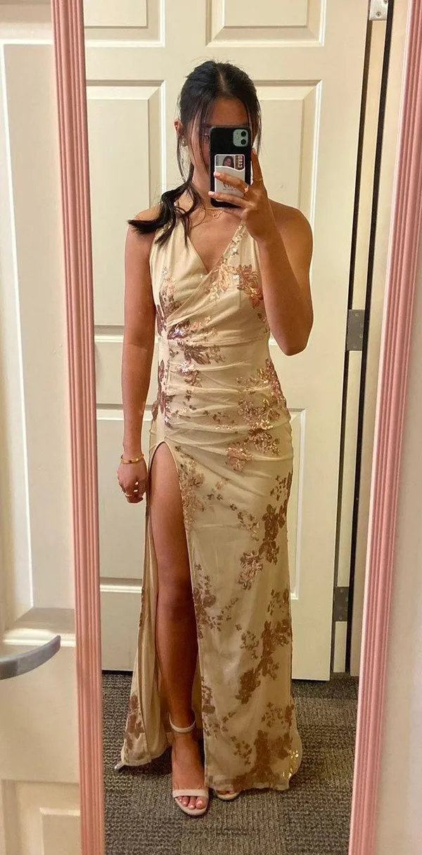 Formal/Prom Dress Tan Size XS - Image 2