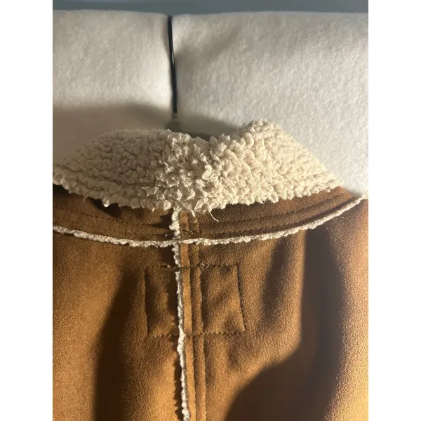 Sanctuary Clothing Faux Suede Shearling Vest Tan Brown Small Open Front Draped - Image 2