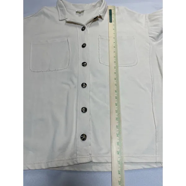 Peach‎ Love California Botton Up Shirt in a sandstone or cream color - Image 4
