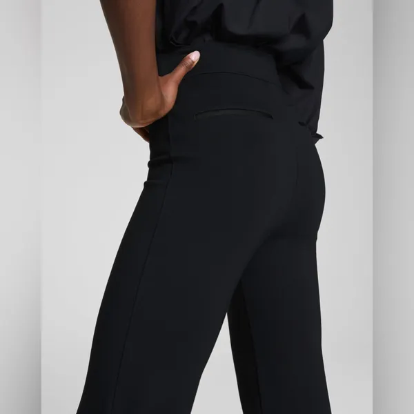New Spanx Black Ponte Knit Pull On Pants Straight Leg Size L - Image 3