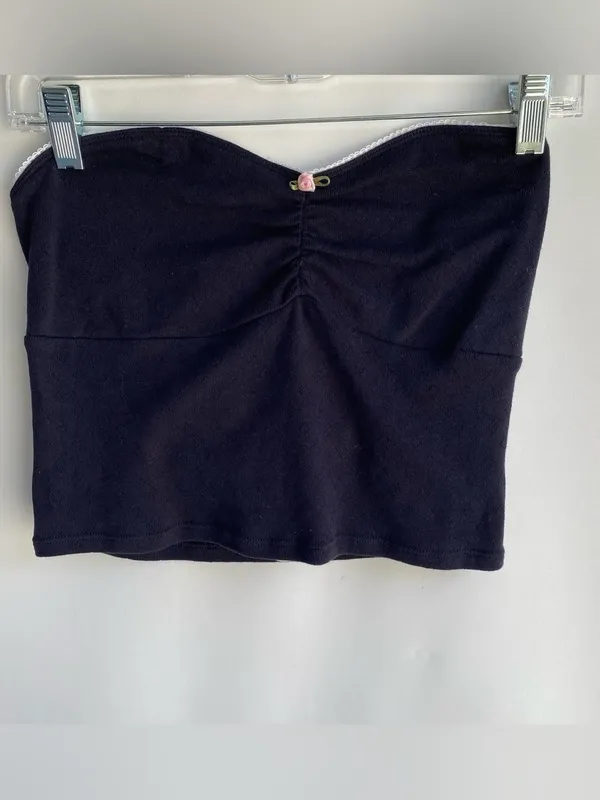 PacSun Contour black cotton tube top crop top coquette witchy whimsyGoth Large - Image 2