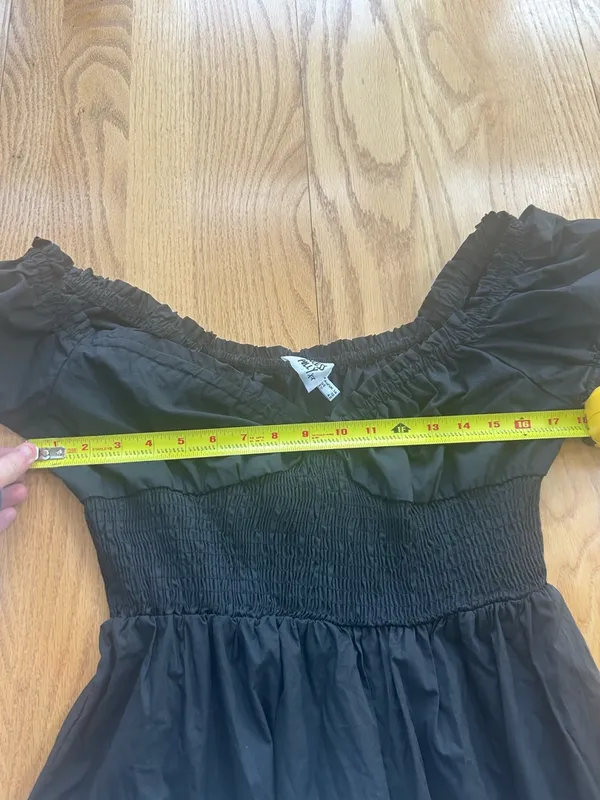 Princess Polly Black Mini Dress Size 10 Milkmaid Smocked Puff‎ Sleeve Tiered - Image 7
