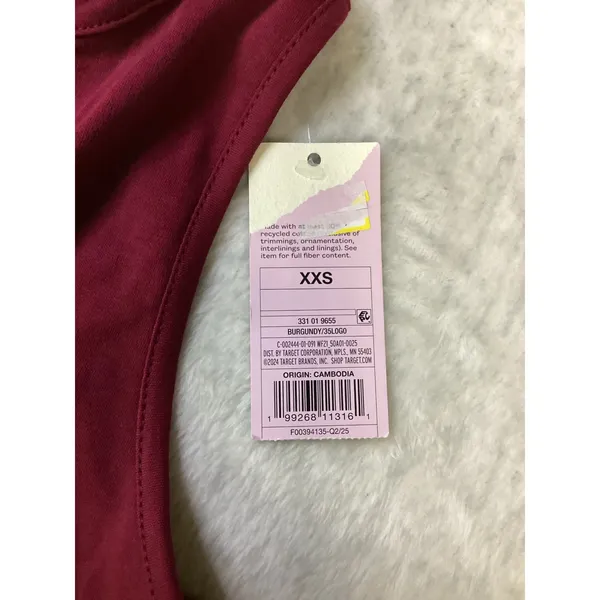 Wild Fable Burgundy Swan Graphic Muscle‎ Tank Top with Lace Side Panels XXS NEW - Image 3
