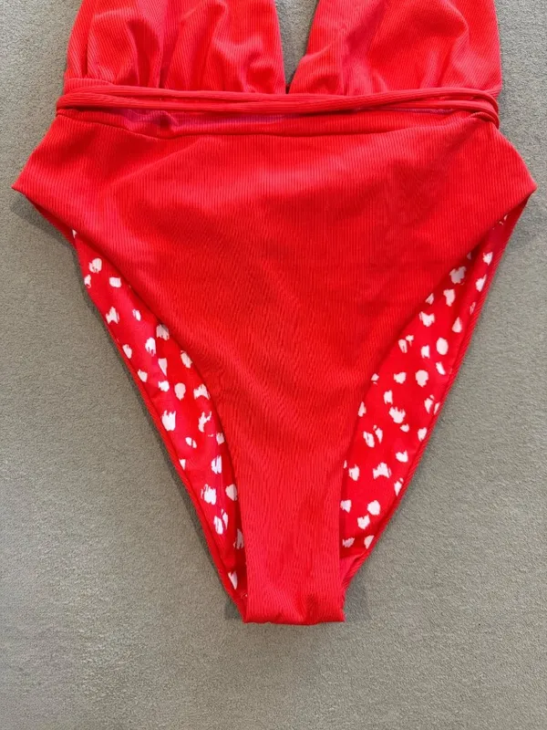 Maaji Reversible Safari One Piece Swimsuit Medium Red Resortwear Summer Vacation - Image 11