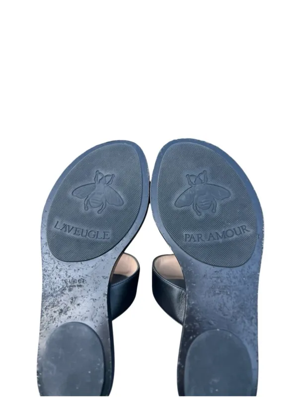 Gucci Marmont GG Thong Sandals EU 37 US 7 Black Leather Flat Flip Flop Slides - Image 9