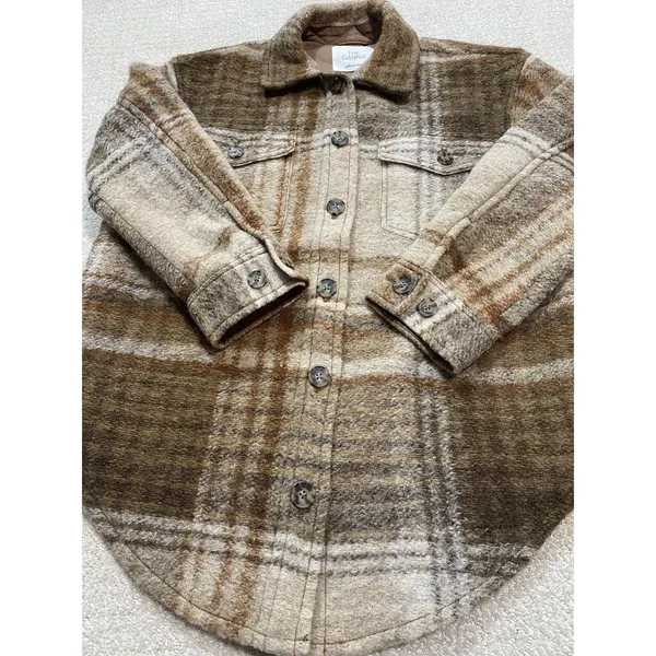 Wilfred Free Aritzia The Ganna Womens Wool Plaid Shacket Jacket M Oversized - Image 15