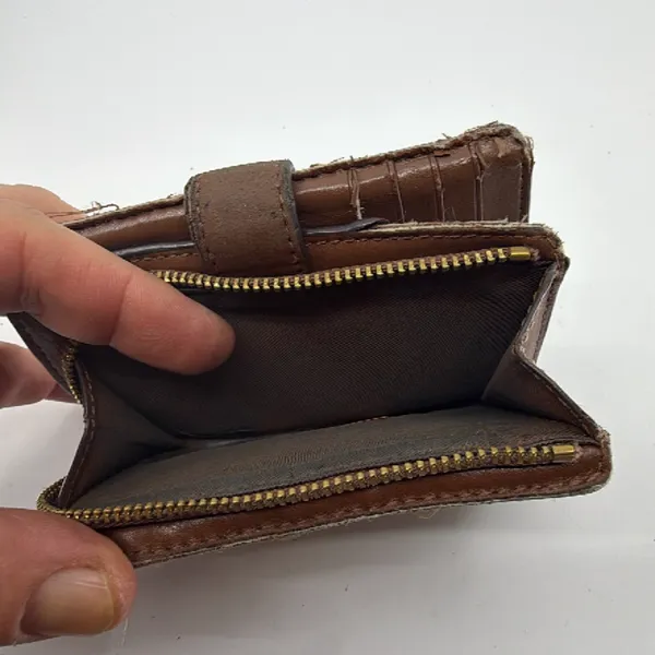 Coach Compact Brown Signature C Coated Canvas Wallet - Image 6