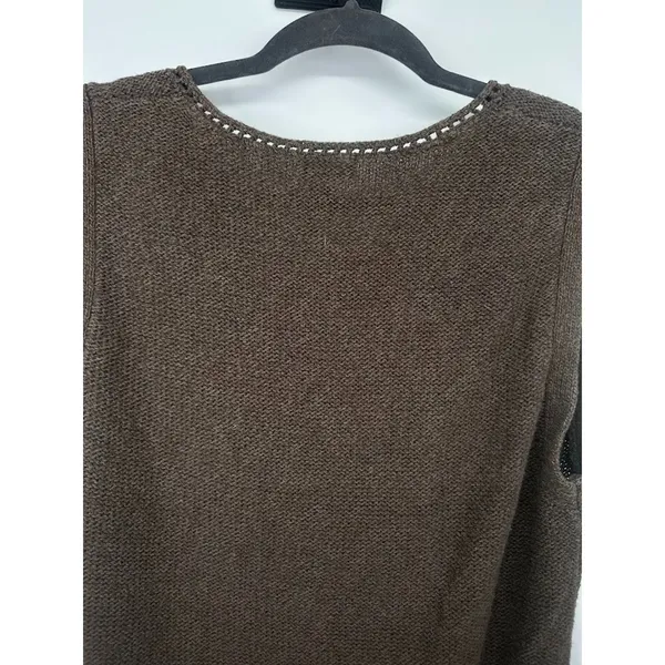 J Jill Womens Large Two Pocket Brown Sweater Vest‎ Belt Linen Blend Coastal Boho - Image 4