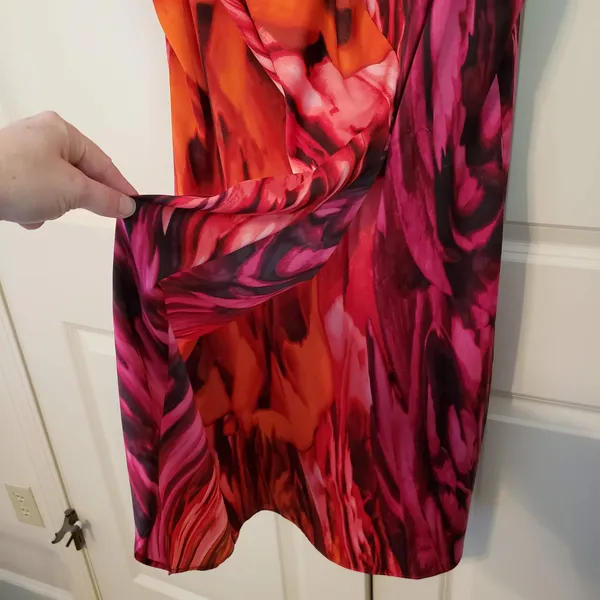 Vera Wang Simply Vera Dress Orange Pink Watercolor Sleeveless L - Image 3