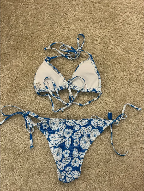 Shein Floral Bikini Set Blue - Image 2