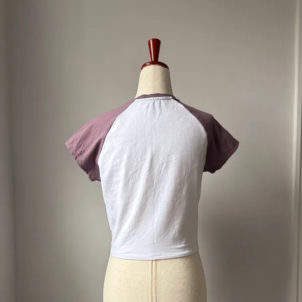 YoungLA White and Mauve Short Sleeve Raglan Tee - Image 2