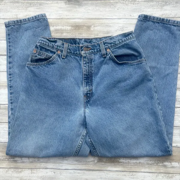 VTG Levi’s 951 Jeans Orange Tab 28x27 Relaxed Tapered Light Wash Mom‎ USA Made - Image 5