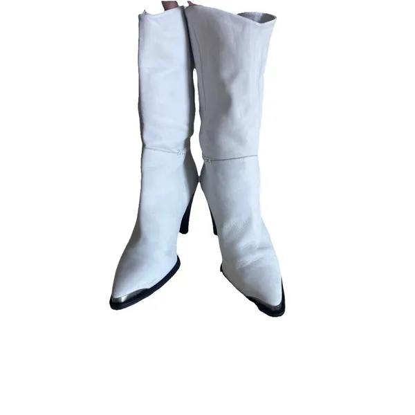 FREE PEOPLE Sz 10 /41 STEVIE MID BOOT IN WHITE Leather - Image 3