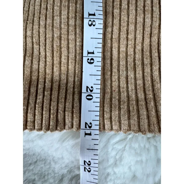Anthropologie Brown Ribbed Crossover Wrap Neck Long Sleeve Top S Y2K - Image 5