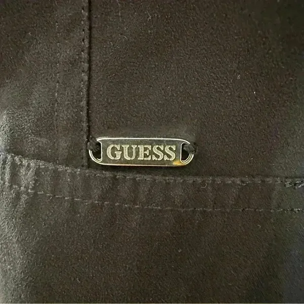 Vintage GUESS Faux Fur Mid Length Trench Coat RARE Jacket in Black Sz. Small - Image 12