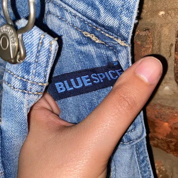 Blue Spice Distressed Denim Jean Slim Fit Overalls Junior's Size 1 - Image 5