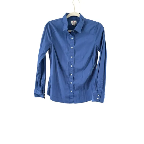 J.Crew Blue Button Down Shirt White Buttons Size Small - Image 2