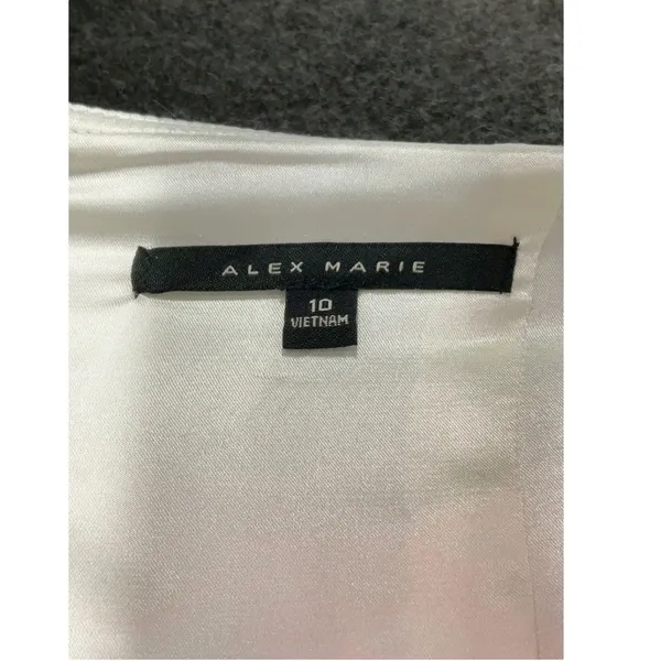 Alex Marie Cleo Dress Womens 10 White Black Bow Sheath Mini Bridal Wedding party - Image 7