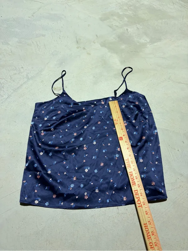 Parade Navy Floral Satin Cami pajama Top medium - Image 2