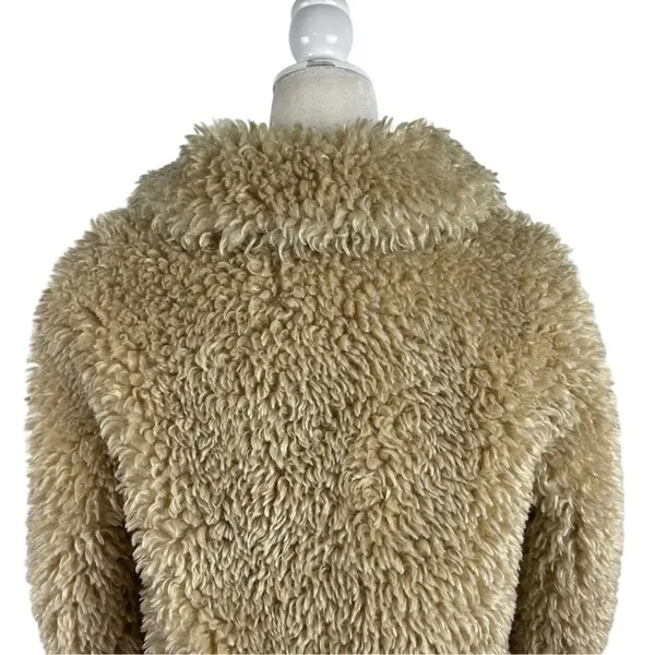 Zara Faux Fur Long Teddy Sherpa Jacket Coat Natural Beige Size Small 8490/241 - Image 8
