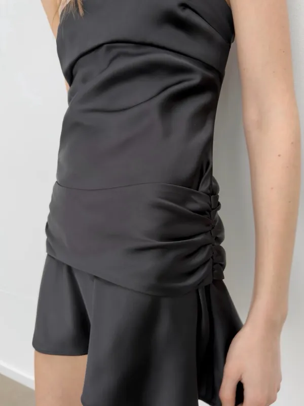 ZARA Satin Black Scarf Dress - Image 6
