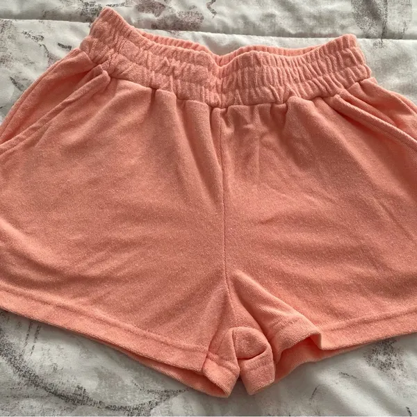 Forever 21 orange athletic cotton paperbag athleisure shorts, size XS loungewear - Image 8