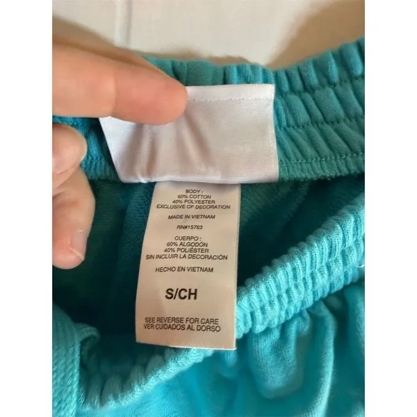 Champion Sweat Shorts Womens Size S Aqua Blue Drawstring Pockets - Image 4