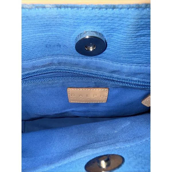 Ralph Lauren Shoulder bag Blue Fabric Tan‎ Leather Trims - Image 8