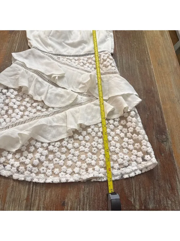 Princess Polly White Floral Strapless Bow Back Mini Dress Size 4 - Image 7